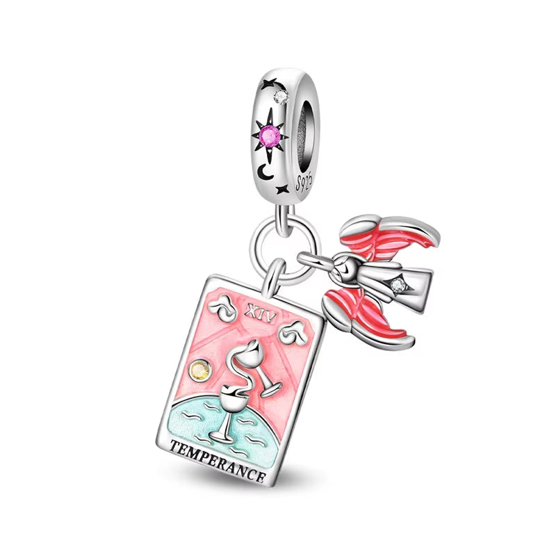 Lovers Charms 925 Silver Star Moon Sun Magic Tarot Cards Pendants Fit  925 Original Bracelets DIY Birthday Jewelry Gifts
