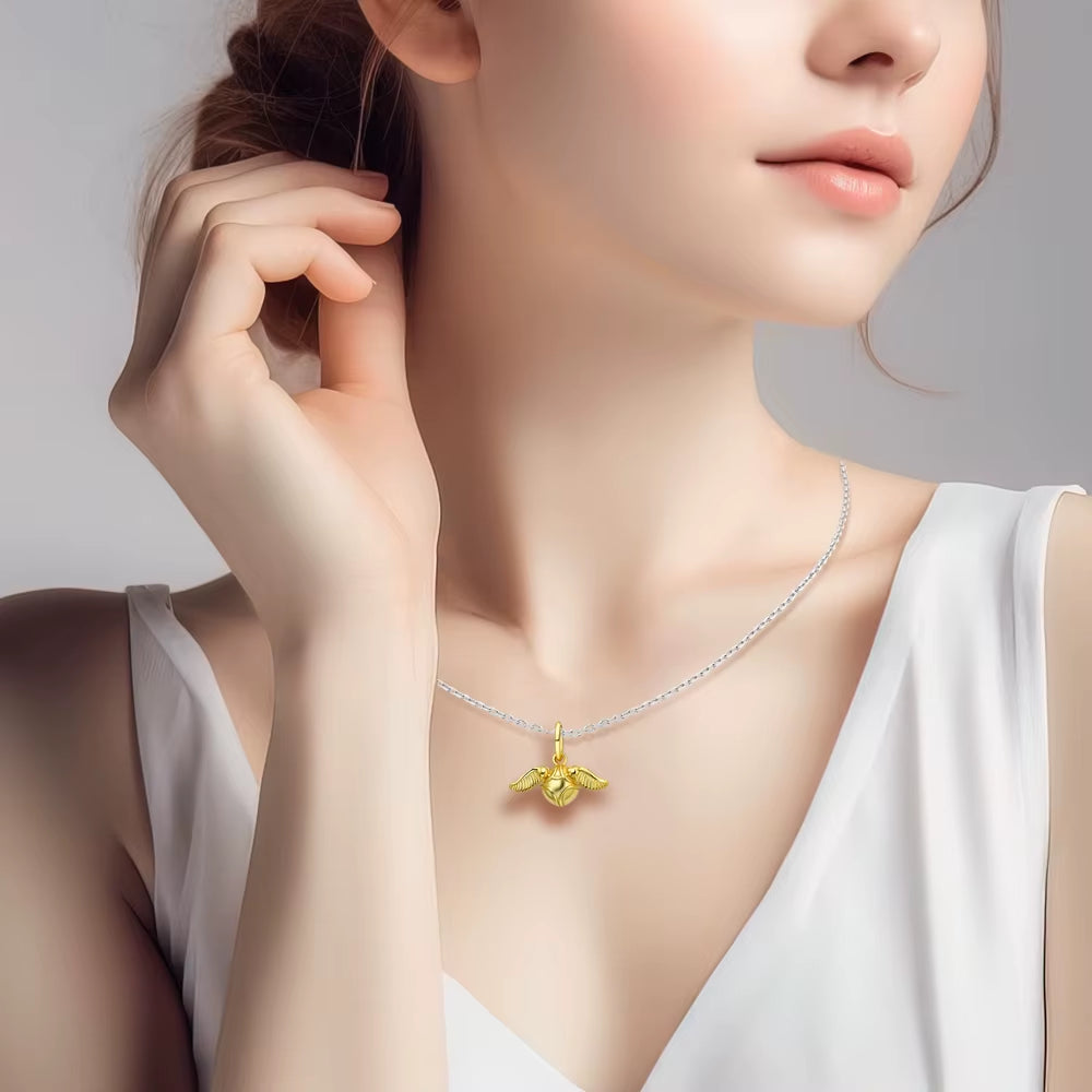 Hot Sale Charms Bead 925 Sterling Silver Movable Golden Gngel Wings Dangle Fit Original Bangle Bracelet Necklace DIY Jewelry