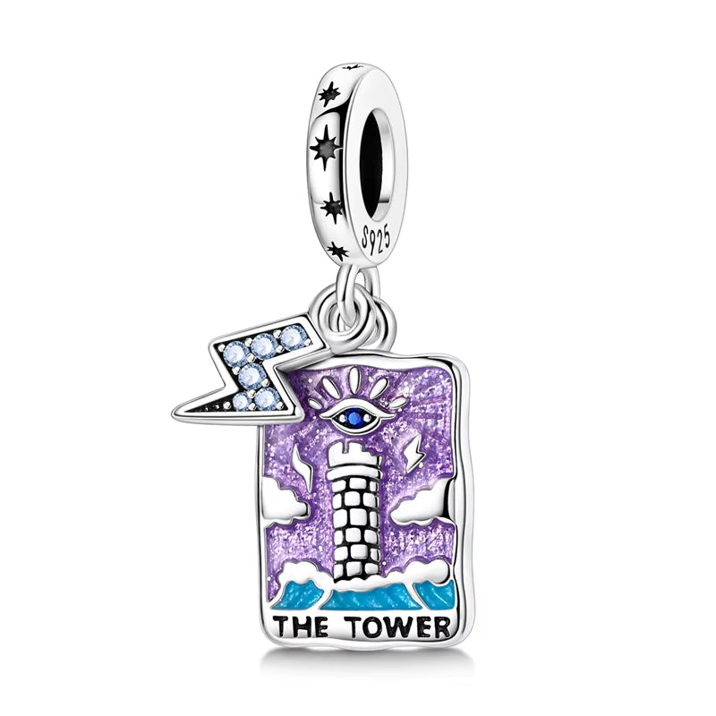 Lovers Charms 925 Silver Star Moon Sun Magic Tarot Cards Pendants Fit  925 Original Bracelets DIY Birthday Jewelry Gifts
