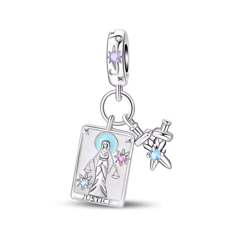 Lovers Charms 925 Silver Star Moon Sun Magic Tarot Cards Pendants Fit  925 Original Bracelets DIY Birthday Jewelry Gifts