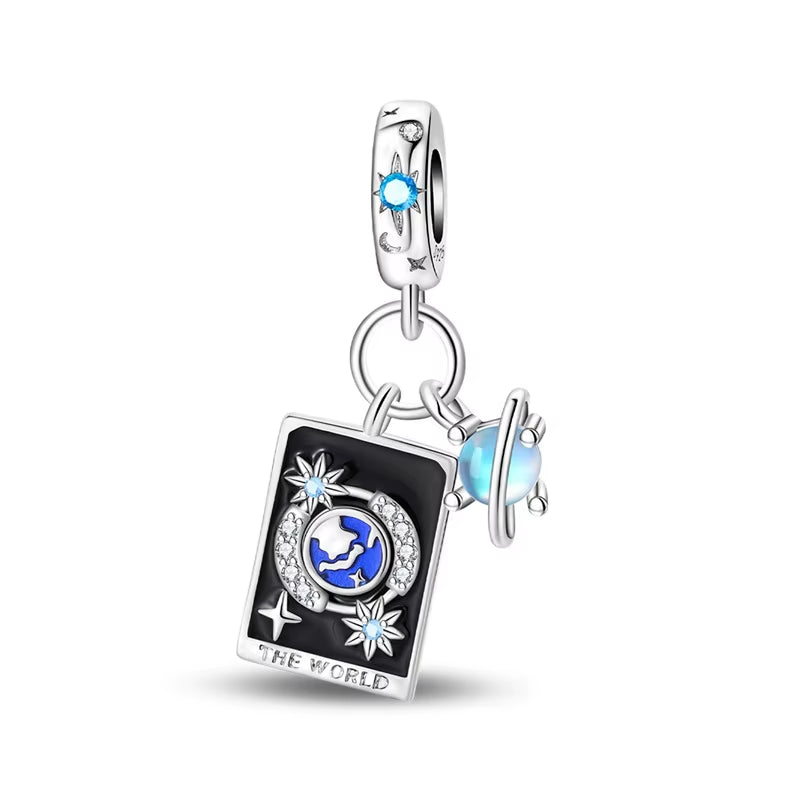 Lovers Charms 925 Silver Star Moon Sun Magic Tarot Cards Pendants Fit  925 Original Bracelets DIY Birthday Jewelry Gifts