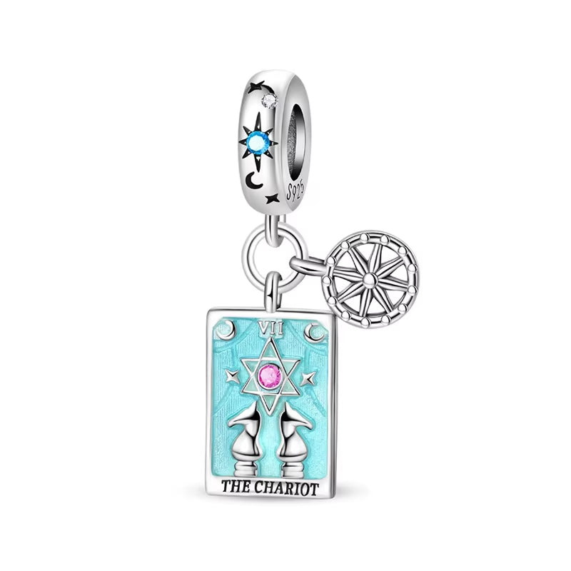 Lovers Charms 925 Silver Star Moon Sun Magic Tarot Cards Pendants Fit  925 Original Bracelets DIY Birthday Jewelry Gifts