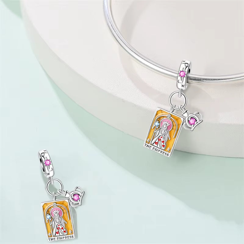 Lovers Charms 925 Silver Star Moon Sun Magic Tarot Cards Pendants Fit  925 Original Bracelets DIY Birthday Jewelry Gifts