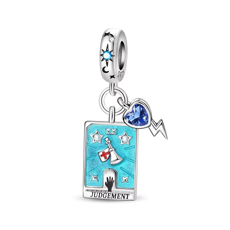 Lovers Charms 925 Silver Star Moon Sun Magic Tarot Cards Pendants Fit  925 Original Bracelets DIY Birthday Jewelry Gifts