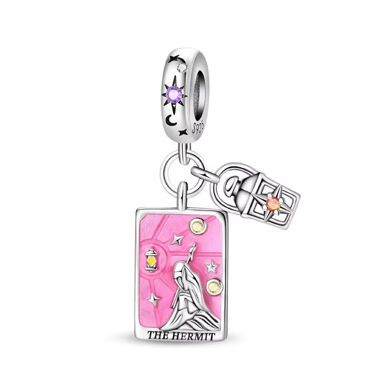 Lovers Charms 925 Silver Star Moon Sun Magic Tarot Cards Pendants Fit  925 Original Bracelets DIY Birthday Jewelry Gifts