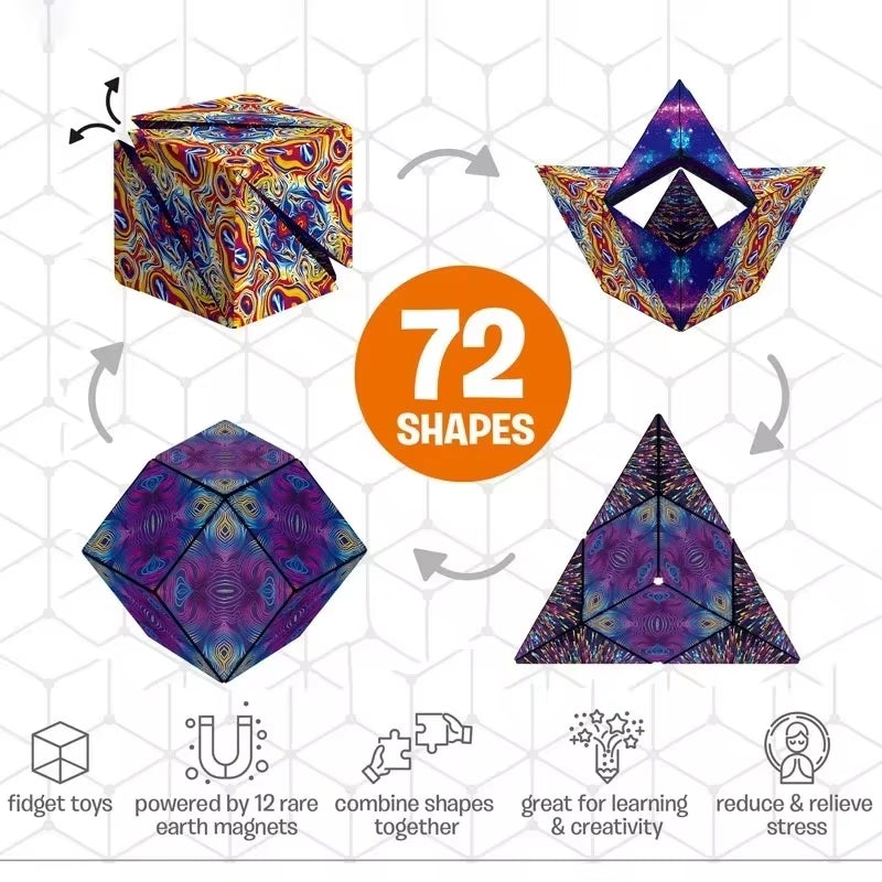 NEW Shasibo Cube Geometric Changeable Magnetic Magic Cube anti Stress 3D Flip Puzzle Cube Kids Stress Reliever Fidget Toy Cube