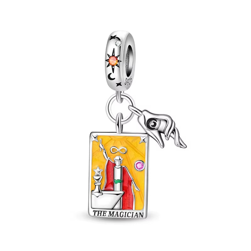 Lovers Charms 925 Silver Star Moon Sun Magic Tarot Cards Pendants Fit  925 Original Bracelets DIY Birthday Jewelry Gifts