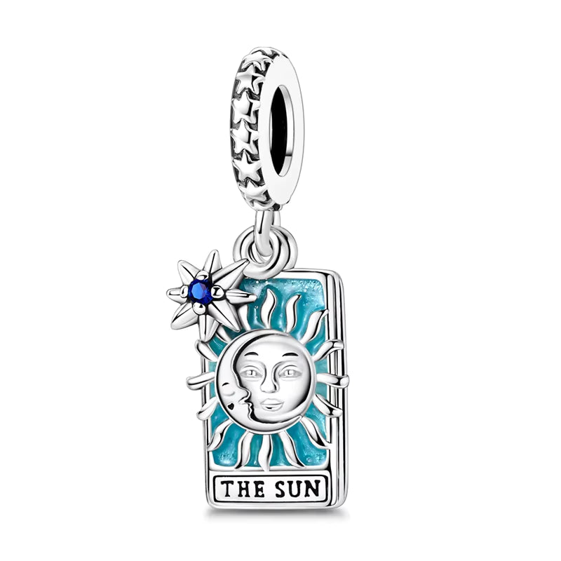 Lovers Charms 925 Silver Star Moon Sun Magic Tarot Cards Pendants Fit  925 Original Bracelets DIY Birthday Jewelry Gifts