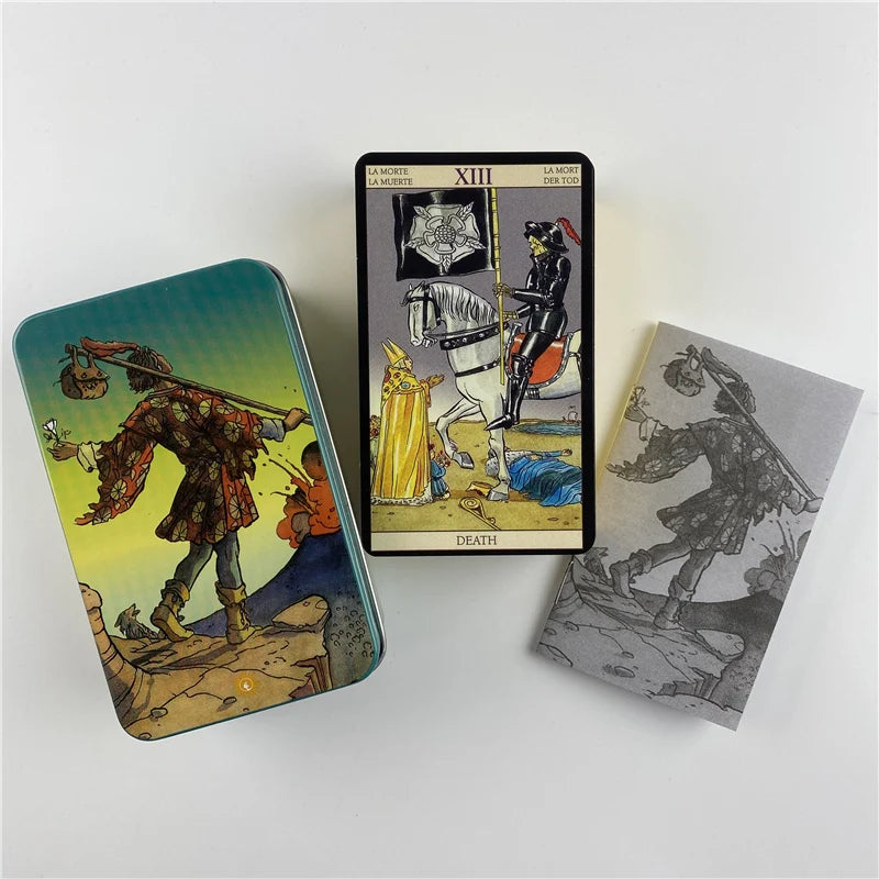 Metal Box Gilded Edition Back Rider Tarot Cards Deck with Paper Guidebook English Vision Classical Board Games