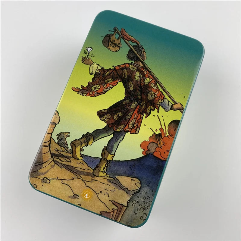 Metal Box Gilded Edition Back Rider Tarot Cards Deck with Paper Guidebook English Vision Classical Board Games