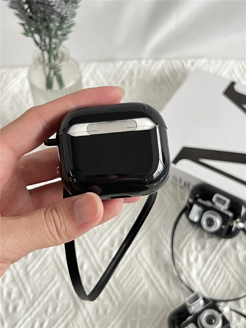 For Apple Airpods Pro 1 2 Case Cute Flash Light Camera Earphones Case with Strap for Air Pods 3 TPU Bluetooth Headphone Bag Box