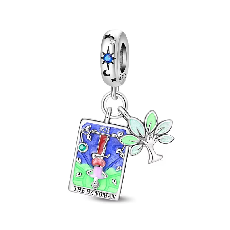 Lovers Charms 925 Silver Star Moon Sun Magic Tarot Cards Pendants Fit  925 Original Bracelets DIY Birthday Jewelry Gifts
