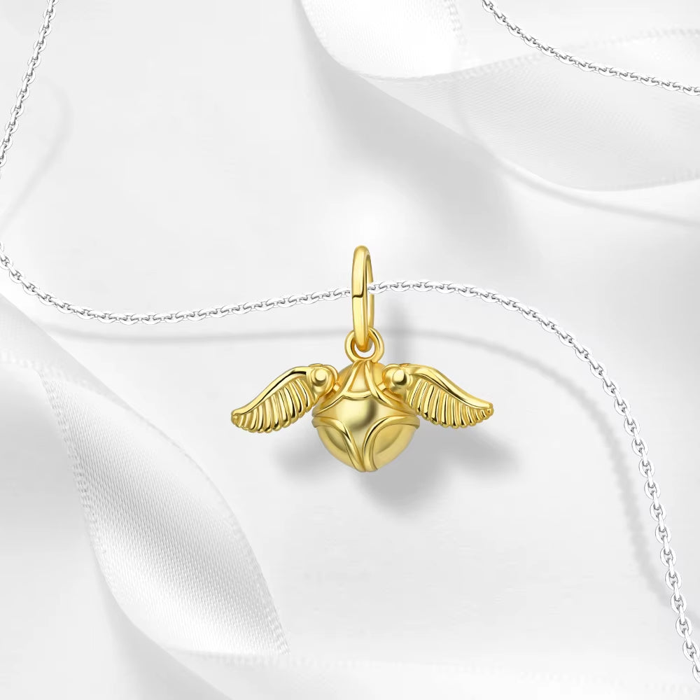 Hot Sale Charms Bead 925 Sterling Silver Movable Golden Gngel Wings Dangle Fit Original Bangle Bracelet Necklace DIY Jewelry