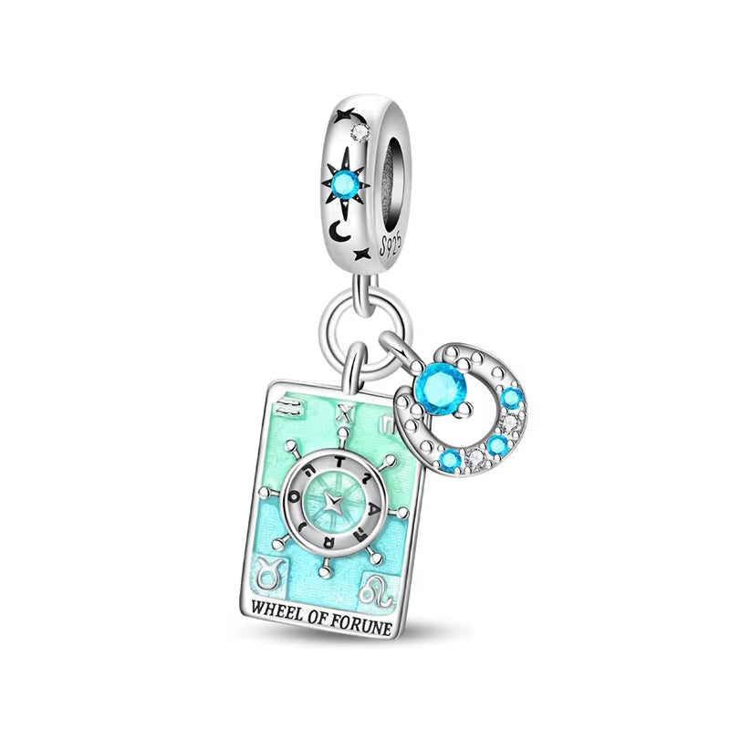Lovers Charms 925 Silver Star Moon Sun Magic Tarot Cards Pendants Fit  925 Original Bracelets DIY Birthday Jewelry Gifts