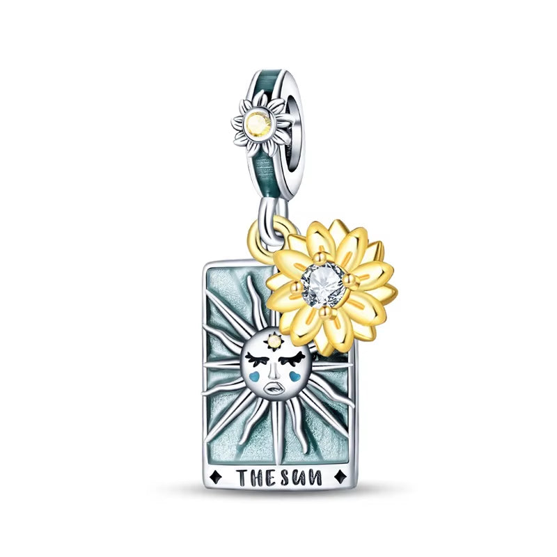 Lovers Charms 925 Silver Star Moon Sun Magic Tarot Cards Pendants Fit  925 Original Bracelets DIY Birthday Jewelry Gifts