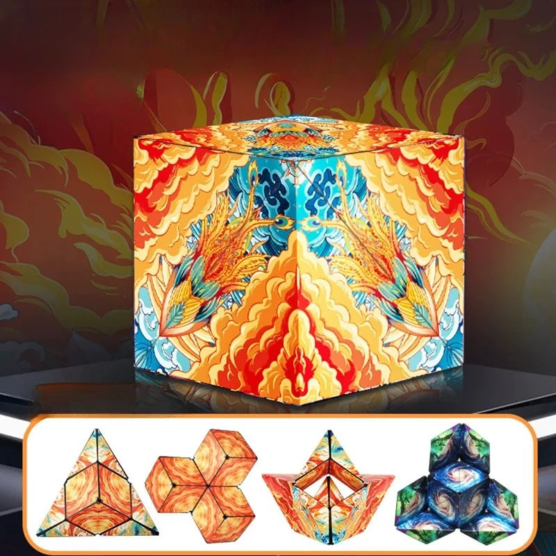 NEW Shasibo Cube Geometric Changeable Magnetic Magic Cube anti Stress 3D Flip Puzzle Cube Kids Stress Reliever Fidget Toy Cube