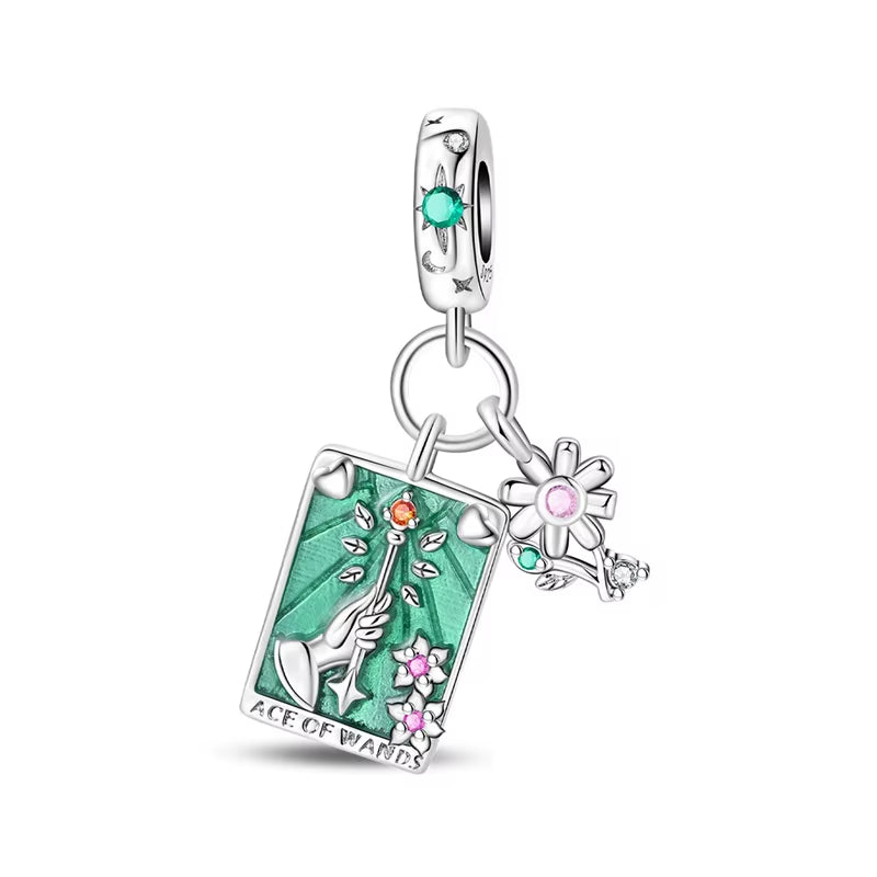 Lovers Charms 925 Silver Star Moon Sun Magic Tarot Cards Pendants Fit  925 Original Bracelets DIY Birthday Jewelry Gifts